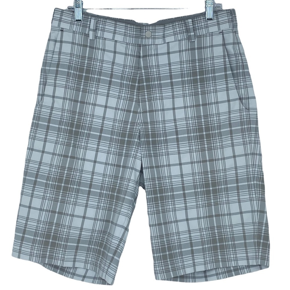 Nike Golf tour performance gray & white plaid dri-fit shorts, M